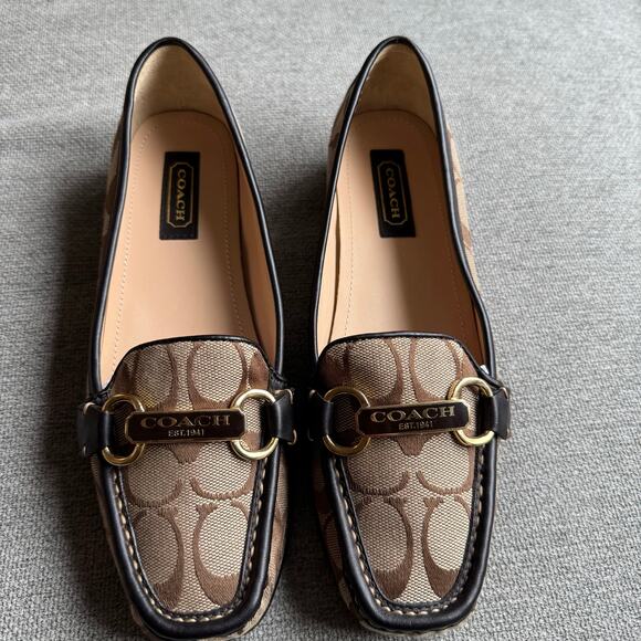 Coach Monogram Slip-on Flats Loafers Monogram Leather Preppy Sz 7.5 - Picture 2 of 12